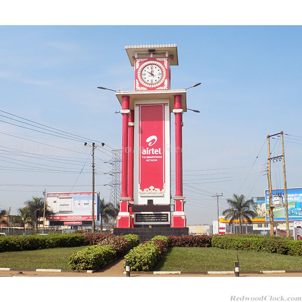 GPS-Enabled Four-Faced Roundabout Tower Clock with Night Glow for Enhanced Public Timekeeping